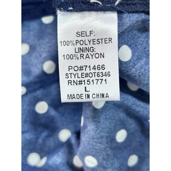 Gilli Vtg Babydoll Top Tank Navy Blue Polka Dots Wmn Lrg Keyhole Y2K - Picture 8 of 12